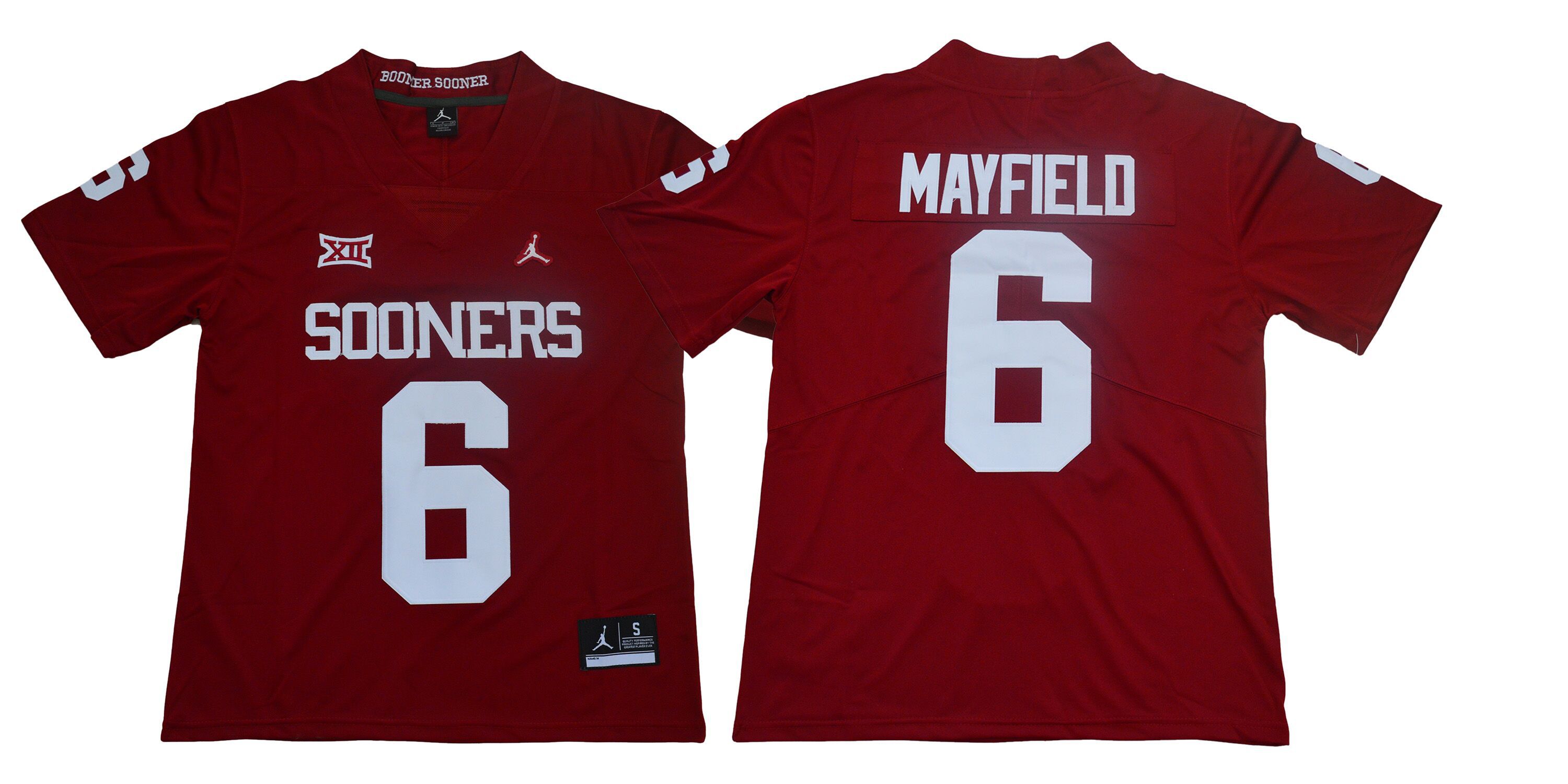 Men Oklahoma Sooners #6 Mayfield Red Jordan NCAA Jerseys->ncaa teams->NCAA Jersey